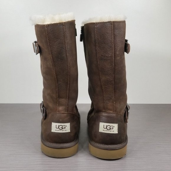 UGG Australia Kensington Tall Shearling Boots, Brown Leather, Womens Size 5 / 35 - Picture 5 of 11